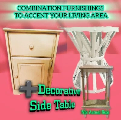 Medium Small Nightstand Table W/Storage Space, Metal Drum🪘, Side Painted Table  - Image 1 of 4