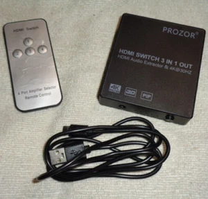 PROZOR HDMI Switch - 3 In 1 Out HDMI Audio Extractor & 4K@30/60 HZ - Picture 1 of 7