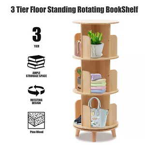 3 Tiers Rotating Bookshelf Bookcase Storage Shelf Display Rack Stand for Kids - Picture 1 of 12