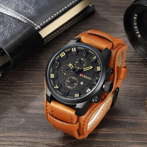8225 Watch Man Watch Brand Calendar Leather Z0A1 - Picture 1 of 5