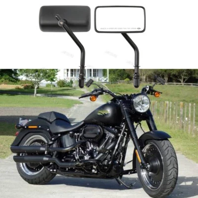 Espejos retrovisores rectangulares negros para motocicleta Harley Davidson Super Glide Dyna Foto 1 de 4