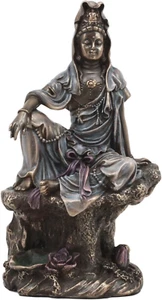 Gifts & Decor Ebros the Water and Moon Goddess Kuan Yin Bodhisattva Statue in Br - Picture 1 of 5