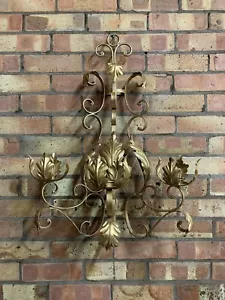 Beautiful Large Vintage Gilt Floral Candle Candelabra Wall Hanging Home Decor - Picture 1 of 9