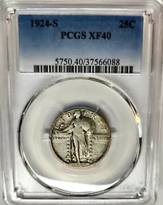 CHOICE 1924-S Standing Liberty Quarter 25c, PCGS XF-40 Nice Better Date Coin - Picture 1 of 4