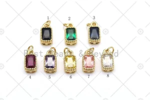 Großer CZ Micro Pave Rechteck Form Anhänger, 18K Gold gefüllt Rechteck Charm, - Bild 1 von 5