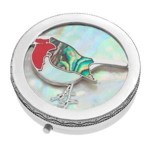 Versilberte Abalone Muschel Rotkehlchen Schmuck Pillendose Geschenkbox für Frauen Männer - Bild 1 von 3