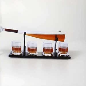 Juego de jarra de vino de béisbol whisky con 4 vasos de whisky y soporte de madera, - Imagen 1 de 3