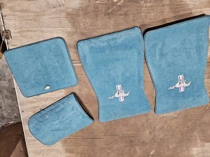 NEW Turquoise Carpet Floor Mats 4PC w/Pony Logo on Fronts For 74-78 Mustang - Picture 1 of 1
