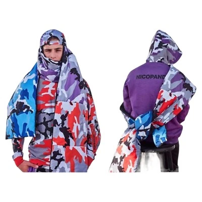 Camo Multi Colored Maxi Puffer Scarf With Pockets Stylish Edgy Nicopanda X UO - Image 1 of 4