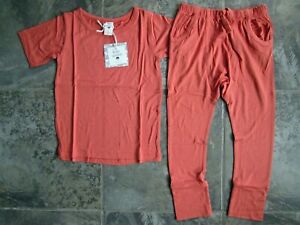 NWT Kate Quinn 4T Shirt Pants Set Bamboo Viscose Orange Ginger Panda Harem Coral