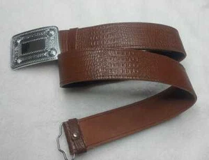 Scottish Kilt Belt Brown Leather High Land Wear Mild Grain S M L XL Sizes - Picture 1 of 14
