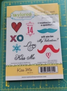 11 Valentine-Love Kiss-Taylored Expressions Rubber Stamps "kiss Me" EuC ComB-shi - Picture 1 of 2
