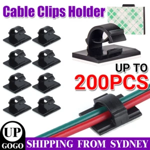 UP 200X Cable Clips Holder Tidy Adhesive Home Car Wire Tie Fixer Drop Clamp Cord - Picture 1 of 12