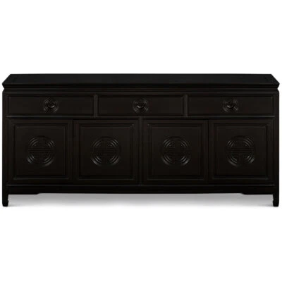 US SELLER - 72in Black Rosewood Chinese Longevity Sideboard - Image 1 of 4