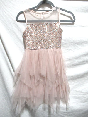 Vestido rosa y violeta para niña talla 8 color desnudo lentejuelas tul sin mangas Foto 1 de 4