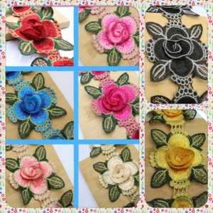 3D Vintage Flower Lace Trim For Embellishment and Decore 1 Yard  Daisy colours - Picture 1 of 47
