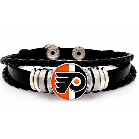 Special Philadelphia Flyers Mens Womens Black Leather Adjust. Bracelet D14 Cover
