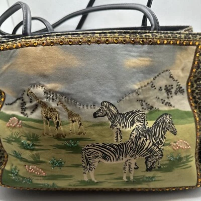 Bolso de Mano Bueno Toteables Usable Arte Africano Cebra Jirafa Cuentas Foto 1 de 4