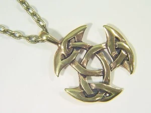 Cadena de pátina de bronce BUTW REAL BRONCE Triscele Trinity nudo celta nórdico 20" 9095D - Imagen 1 de 3