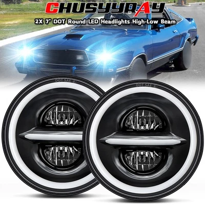 Faros LED redondos de 7 pulgadas haz alto/bajo para Ford Mustang Bronco 1965-78 F100 F250 Foto 1 de 4
