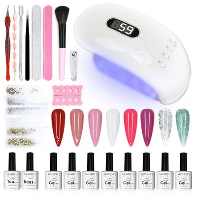 MOMOTS Acrylic Nail Kit With Gel Nail Polish Aceylic Powder And Liquid Set UV LED Lamp