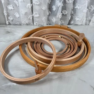 Assorted Wooden Embroidery Hoops Screw Tension Lot of 9 Needlework Crafting - Picture 1 of 8