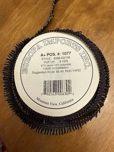 8 YARDS GOLD & BLACK METALIC TRIM VINTAGE ABT 1/2" TO 3/4" W MADE IN GERMANY - Picture 1 of 7