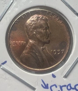 1957 Lincoln Wheat Cent- Nice Condition/ Cracked Obverse - Picture 1 of 6