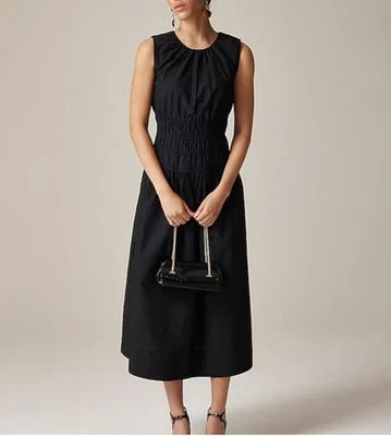J.Crew Hyacinth dress in cotton poplin black preppy minimalist 90s sz XL - Image 1 of 4