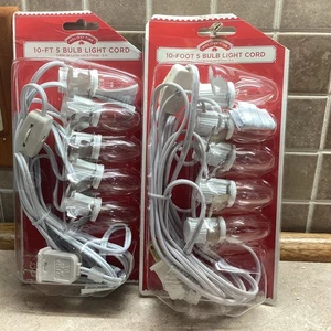 2er Set - Holiday Time 5 Glühbirnen Lichtkabel mit Schalter - 10 Fuß Kabel Netzstecker - Bild 1 von 2