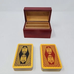Vintage Kaiser Cards 1975 Altenburg Stralfunder 2 Decks W/ Wood Box W. Germany - Picture 1 of 17
