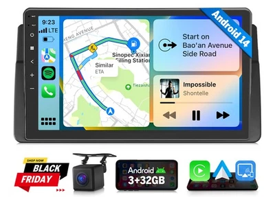 Unidad Principal E46X7 9" Android 14 Auto CarPlay Estéreo GPS Radio WiFi para BMW E46 M3 Foto 1 de 4