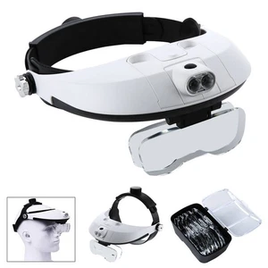 Profi Stirnband mit 2 LED Licht Juwelier Lupe Vergrößerungsglas Lupe AO - Bild 1 von 7