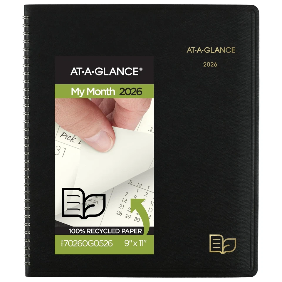 AT-A-GLANCE 70260G05 Jan 2026-2027 11" " Recycled Monthly Planner
