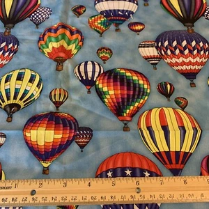 Cotton Quilt Fabric Hot Air Balloons Hi-Fashion #3466 22"L x 42"W Preshrunk - Picture 1 of 4
