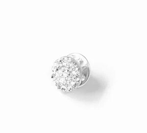 Silver Glitter Cabochon Round Modesty Pin Badge Brooch Button 12mm Gift - Picture 1 of 5