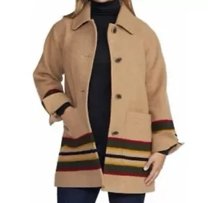 Pendleton Women's Wool Topper Coat/Jacket Size Medium Camel Striped NWT - Picture 1 of 10