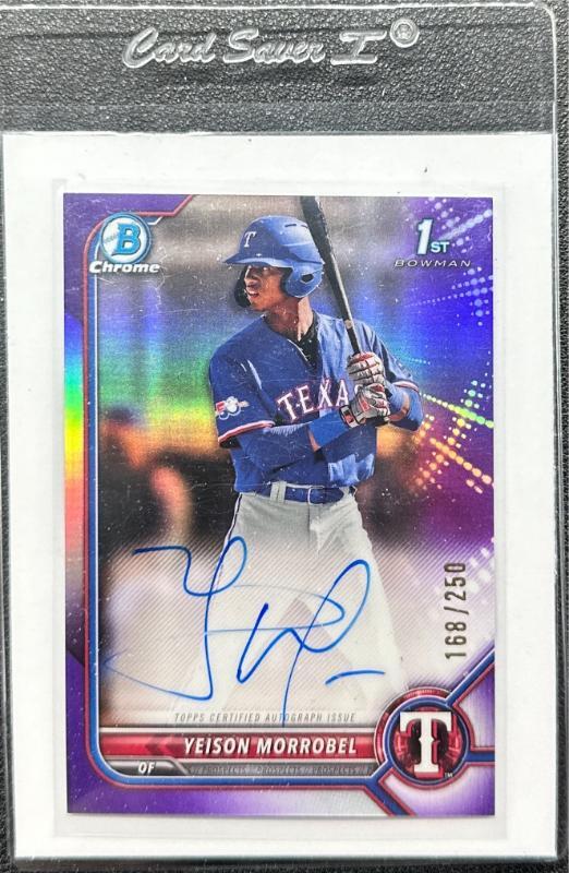 2022 Bowman Chrome Yeison Morrobel Purple Refractor 1st Prospect Auto #168/250