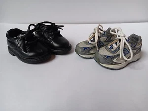 Lot Of 2 Infant Shoes New Balance Athletic Size 3, George Black Dress Size 2 - Picture 1 of 18