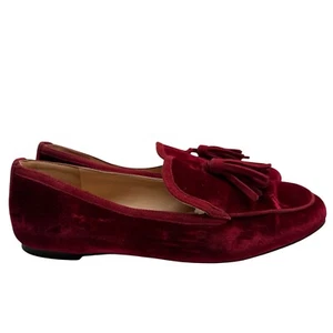 J.Crew Marie rot luxuriös Samt klassische Smoking Slipper Quaste Halbschuhe Damengröße 8,5 - Bild 1 von 11