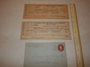 MOBILE & OHIO COMPAGNIA FERROVIARIA 2 ASSEGNI 1922 BUSTA 1911 POSTA RICHIESTA MERCI - Foto 1 di 4
