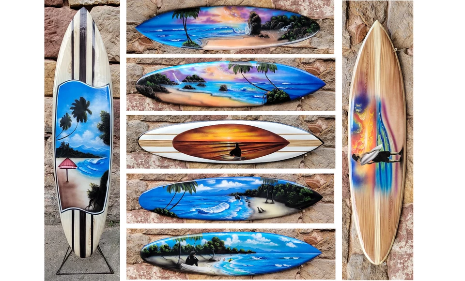 SU 100 E-- / Deko Surfboard 100 cm aus Holz Surfbrett  Dekoboard Board surfen - Bild 1 von 1