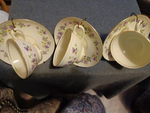 Set Of 3 vintage Homer Laughlin eggshell Georgian Cup & Saucer W/ Dessert Plates - Picture 1 of 7
