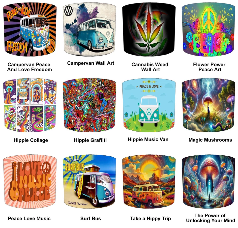 Hippie Musik Grunge Graffiti Decke Lampenschirm Tisch Anhänger - Bild 1 von 1