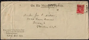 Australia 1945 WWII OHMS Cover w/ KG VI 2 1/2d Perfin Stamp - Picture 1 of 3