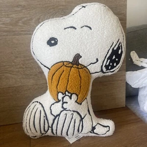 NEW Peanuts Snoopy Pumpkin Sherpa Decorative Fall Soft Pillow - Picture 1 of 8