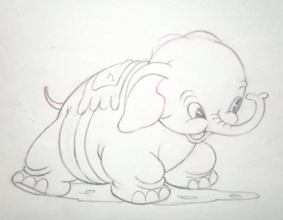 1936 MICKEY MOUSE ORIGINAL PRODUCTION cel DRAWING WALT DISNEY  MICKEY'S ELEPHANT - Image 1 of 2