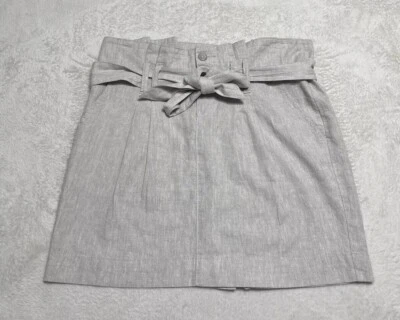 Cooperative Skirt Women 2 Ivory Linen Blend Paperbag Waist Mini Casual Belted - Image 1 of 4