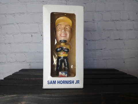 Vintage SAM HORNISH JR Indy Racing League Bobble Head Figurine Black and Yellow Cover