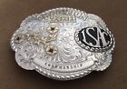 Vintage Big 2001 ISAC Champion Showmanship Sterling Silver OL Trophy Belt Buckle